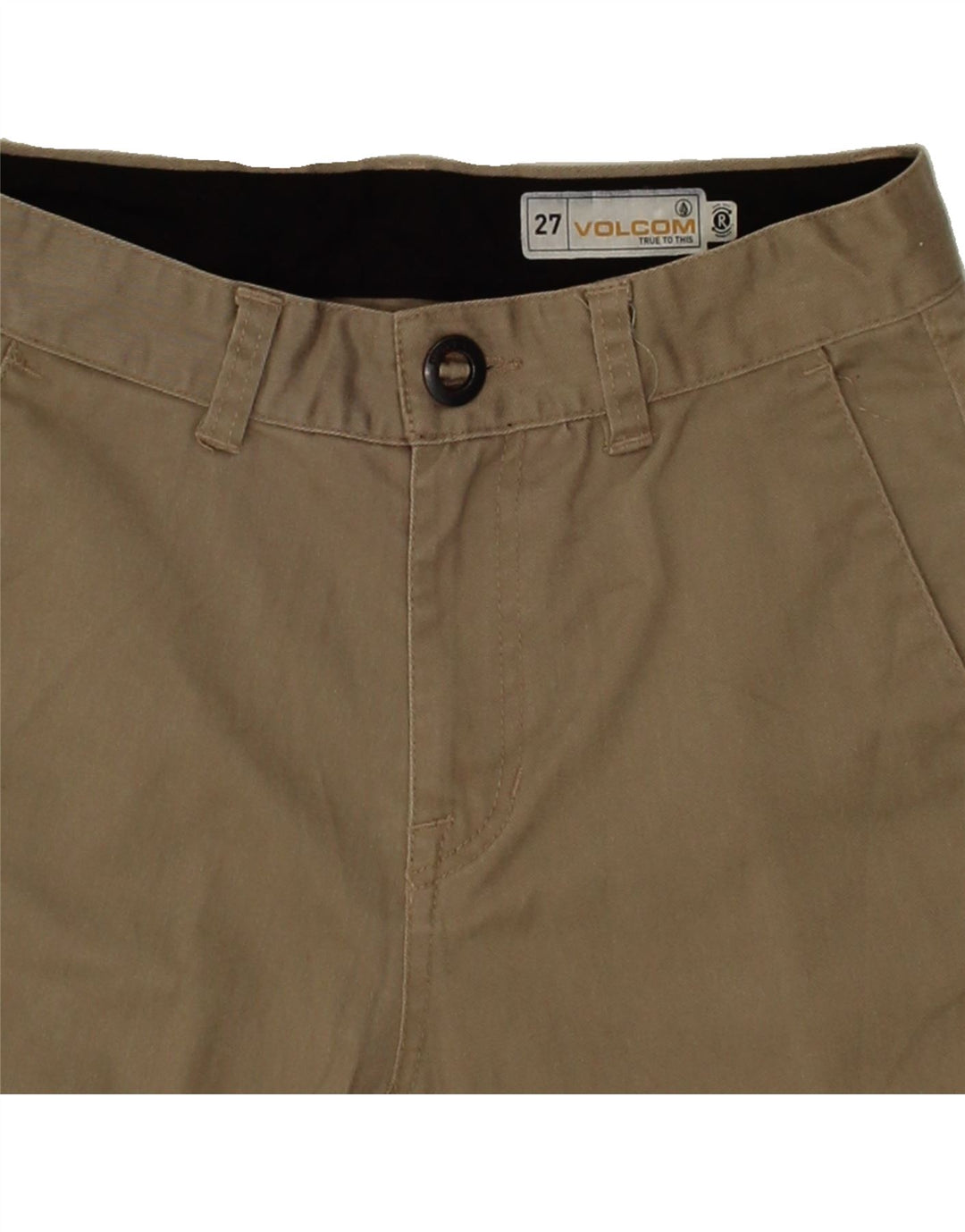 VOLCOM Womens Straight Chino Trousers W27 L27 Khaki Cotton Vintage Volcom and Second-Hand Volcom from Messina Hembry 