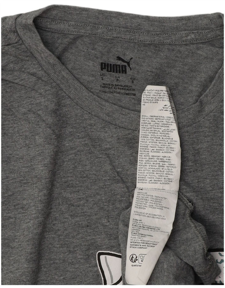 PUMA Mens Graphic T-Shirt Top Small Grey Cotton