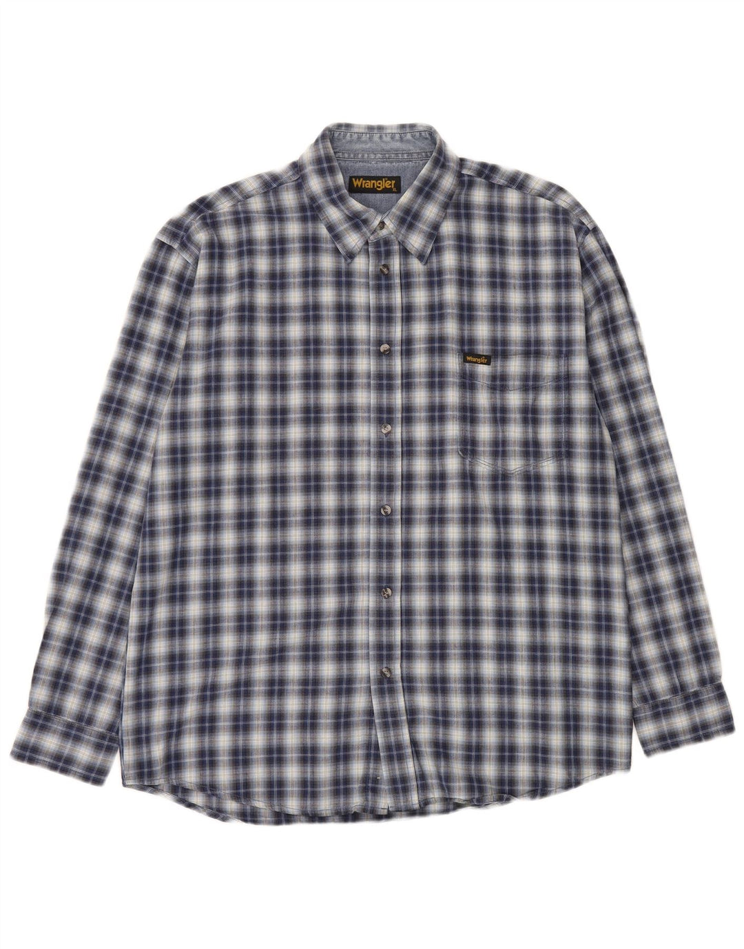 Wrangler Mens Shirt XL Blue Check Cotton