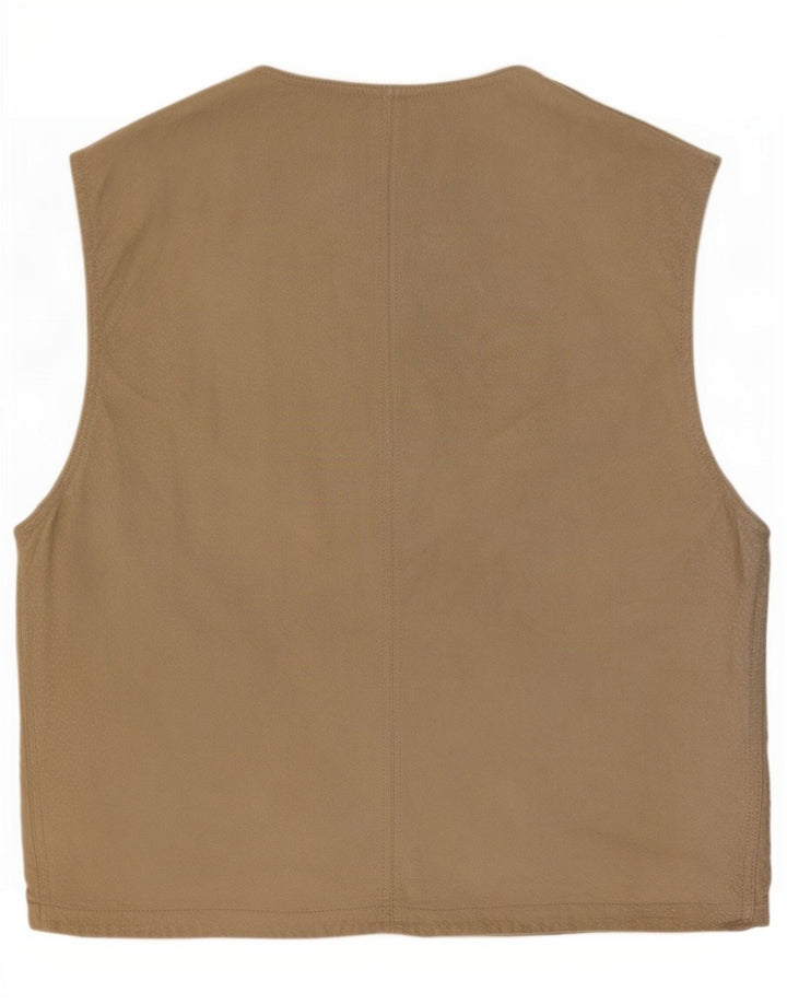 vintage Mens Suede Utility Gilet IT 48 Cuir Beige Moyen