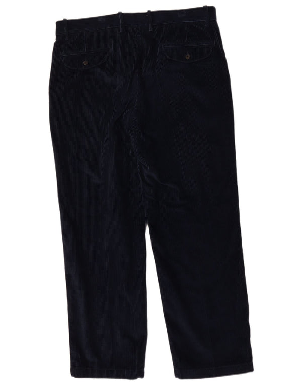 Marks & Spencer Mens Straight Corduroy Trousers W36 L31 Navy Blue Cotton