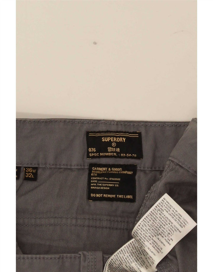 Superdry Mens Slim Cargo Trousers W36 L32 Grey Cotton