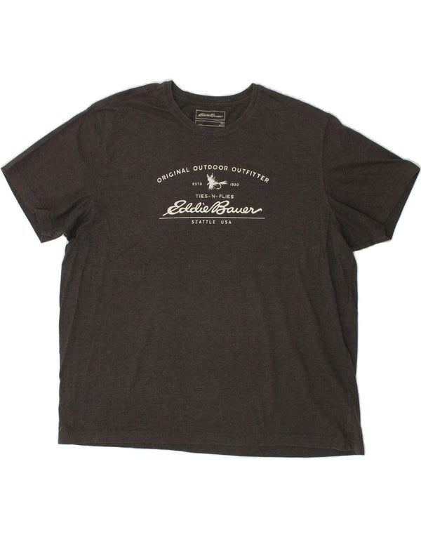 EDDIE BAUER Herre Grafisk T-Shirt Top 2XL Grå