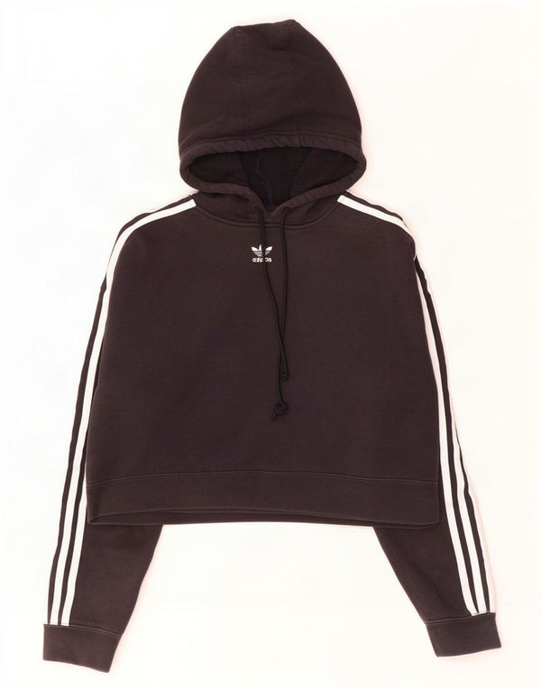 Damska bluza z kapturem Adidas Crop Oversized, UK 8, mała, czarna bawełna