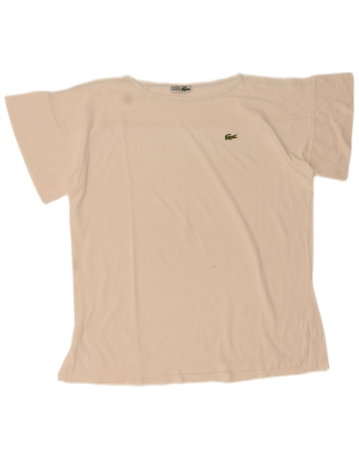 Lacoste Damen T-Shirt Top Größe 44 Große weiße Baumwolle