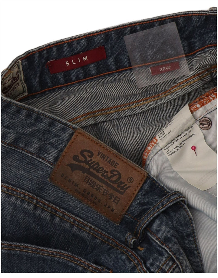 Superdry Slim denimshorts til mænd W30 mellemblå bomuld