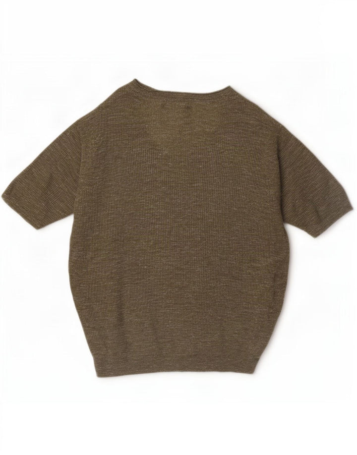 Marks & Spencer Womens V-Neck Jumper Sweater UK 14 Medium Green