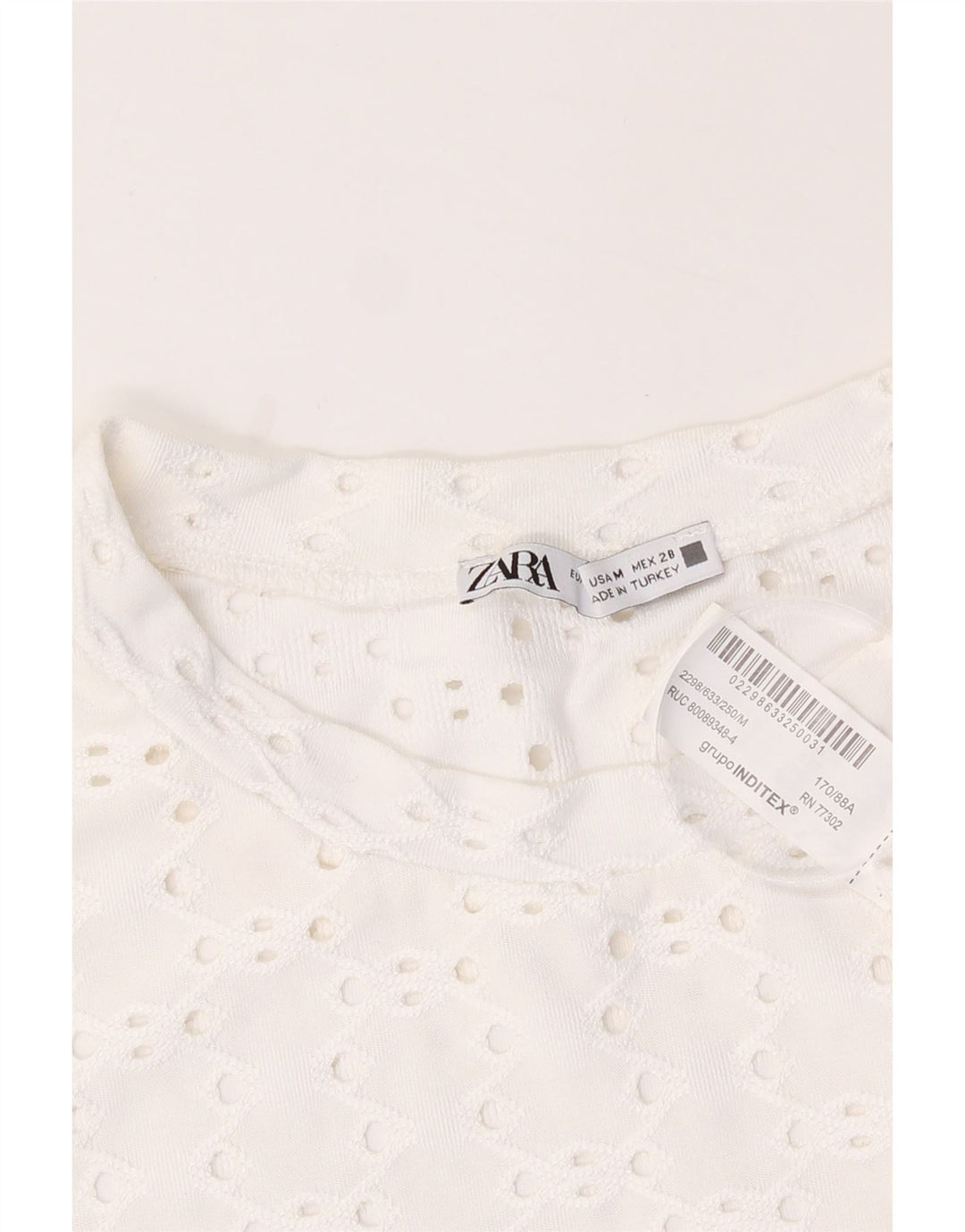 ZARA Womens Crochet Blouse Top UK 14 Medium White Polyester Vintage Zara and Second-Hand Zara from Messina Hembry 