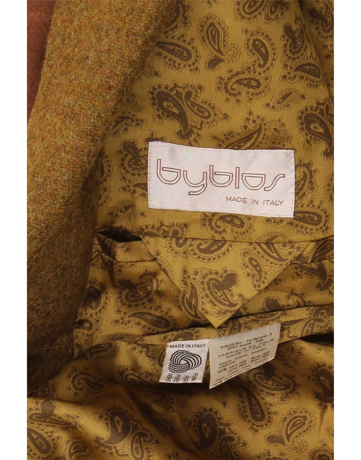 Jaqueta blazer masculina Byblos com 3 botões IT 50 grande lã cáqui