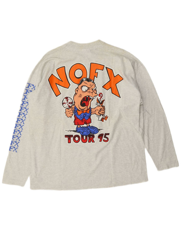 Screen Stars Best Mens NOFX Tour 1995 Graphic Top manica lunga XL Grey Music