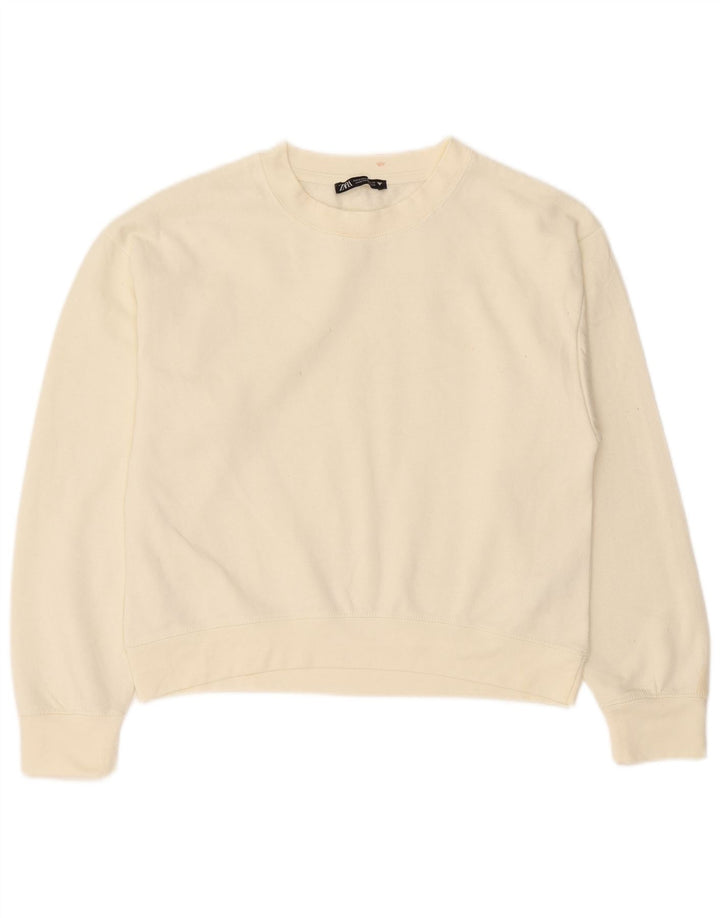 Zara Womens Sweatshirt Jumper UK 14 Medium Off White Polyester