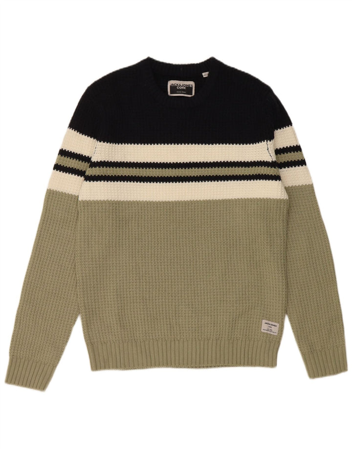 Jack & Jones Mens Crew Neck Jumper Sweater Medium Multicoloured Colourblock