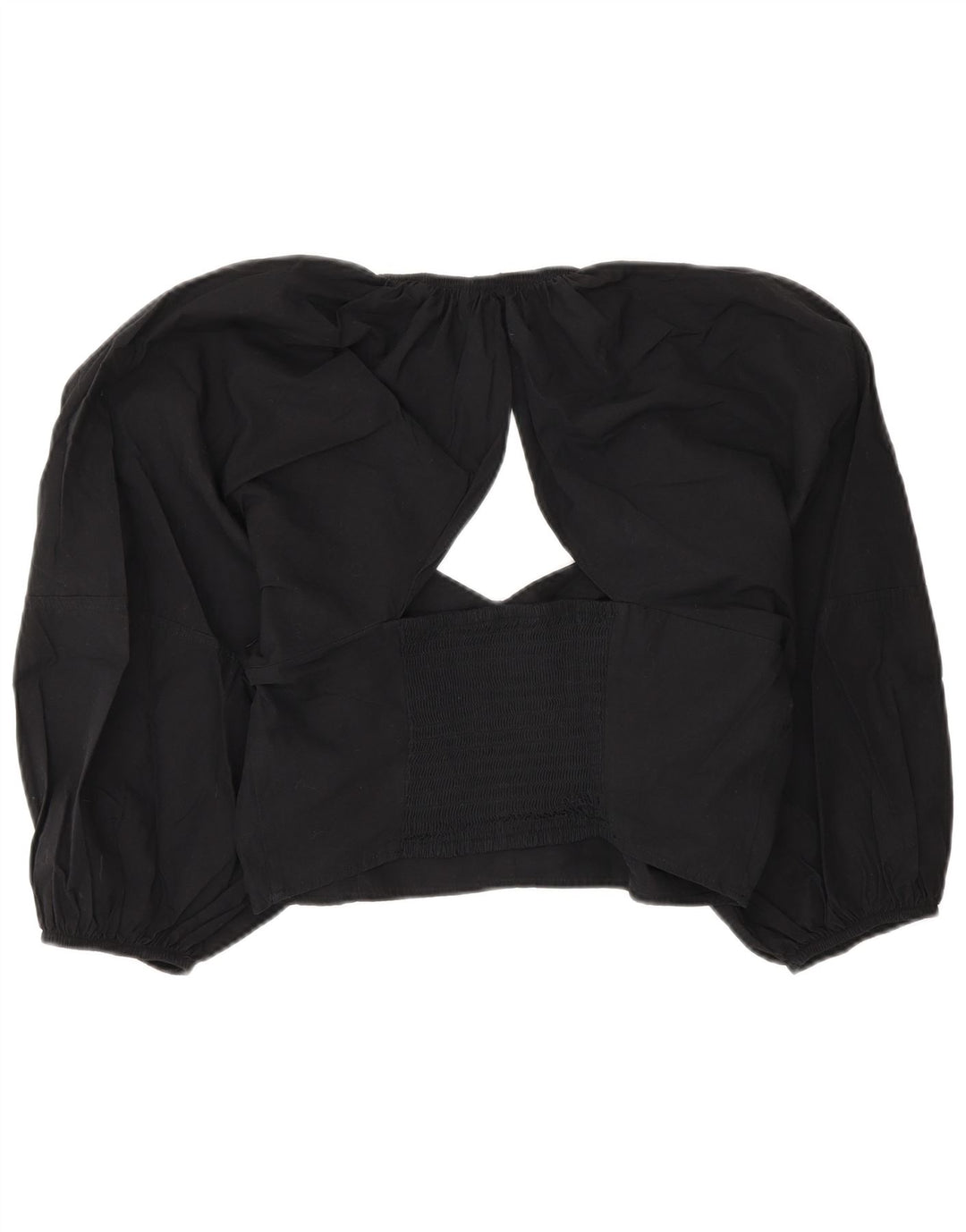 Zara Womens Crop Bluse Top UK 14 Large Black