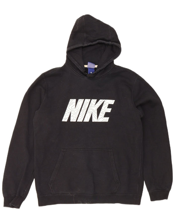 Nike Mens Graphic Hoodie Jumper Medium Black Cotton
