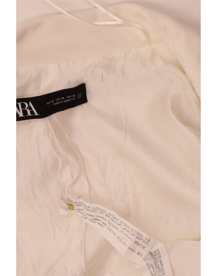 Giacca blazer aperta da donna con maniche a 3/4 Zara UK 18 XL poliestere bianco