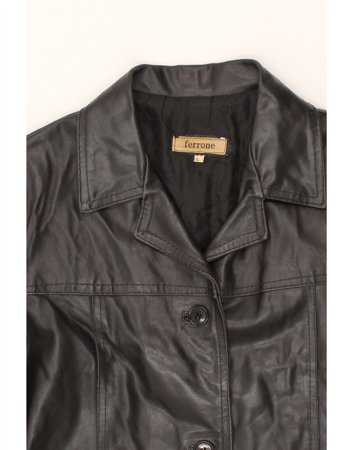 FERRONE Womens Leather Jacket UK 16 Large Black Leather Vintage Ferrone and Second-Hand Ferrone from Messina Hembry 