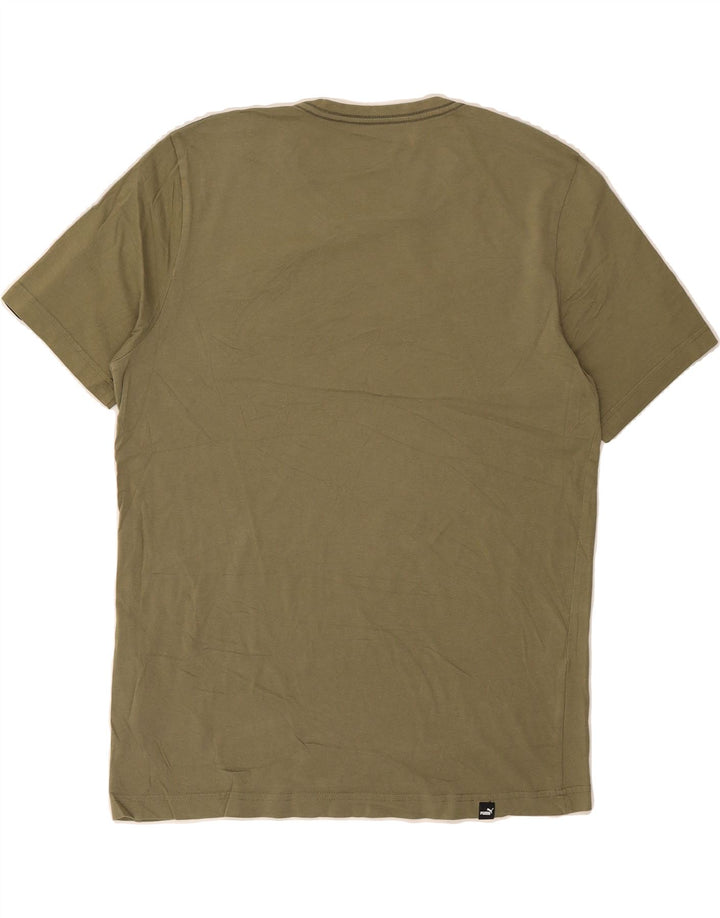 PUMA Mens Graphic T-Shirt Top Medium Khaki Cotton Vintage Puma and Second-Hand Puma from Messina Hembry 
