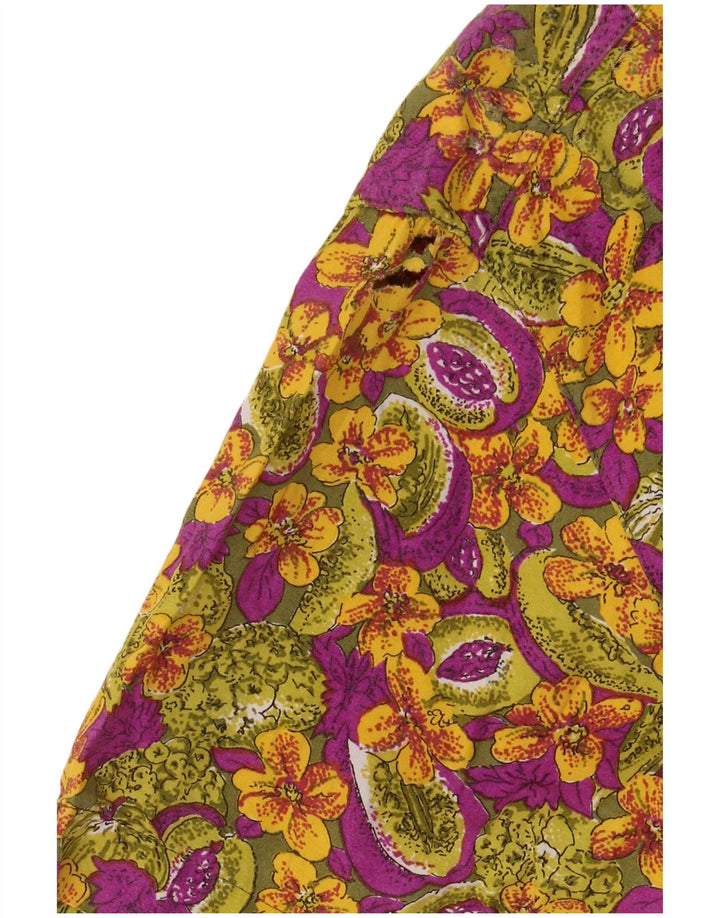 Vintage Mens Short Sleeve Shirt Medium Multicoloured Floral Viscose