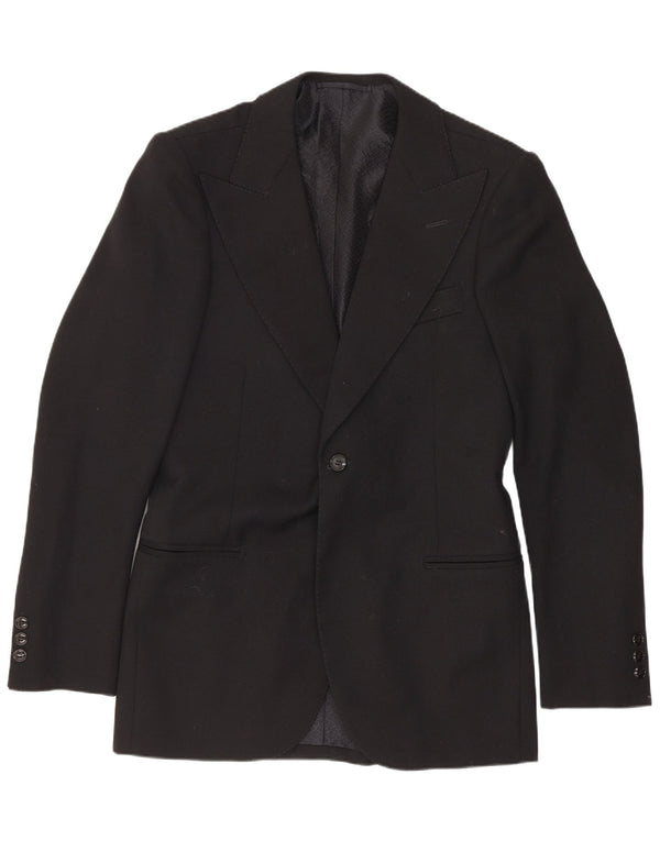 Giacca blazer vintage da uomo a 1 bottone UK 36 piccola classica nera