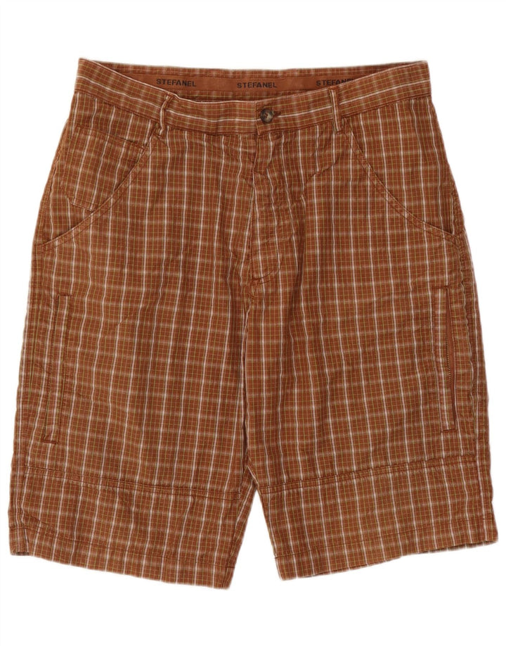 Stefanel Mens Cargo Shorts IT 46 Small W30  Brown Check
