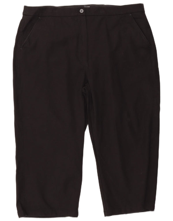 White Stuff Womens Capri Trousers UK 22 3XL W44 L24 Black Cotton