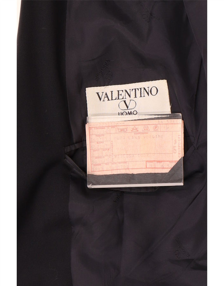 Valentino Mens 2 Button Blazer Jacket IT 52 XL Navy Blue Wool