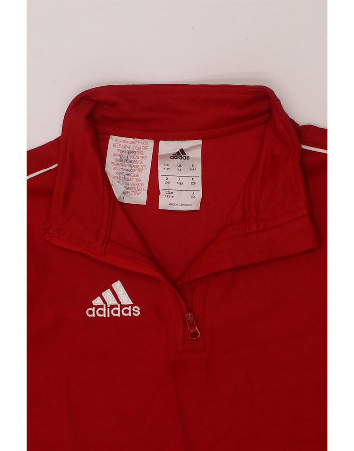 ADIDAS Boys Climalite Graphic Pullover Tracksuit Top 7-8 Years Red Vintage Adidas and Second-Hand Adidas from Messina Hembry 
