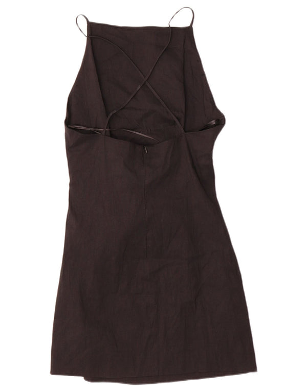 Zara Robe Slip Femme UK 12 Lin Noir Moyen