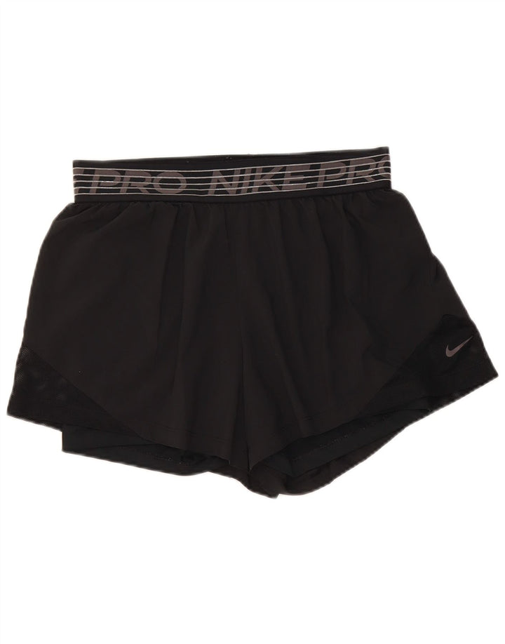 Pantaloncini sportivi Nike Dri Fit Graphic da donna UK 12 Medium Nero Poliestere
