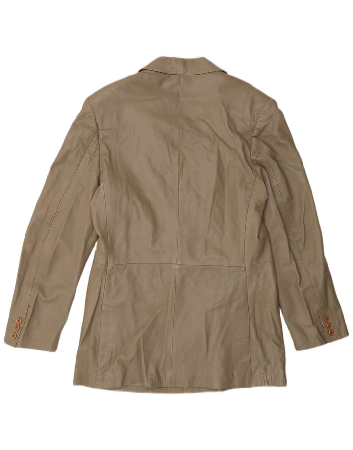 Vintage mujer doble pecho cuero Blazer chaqueta IT 52 2XL gris