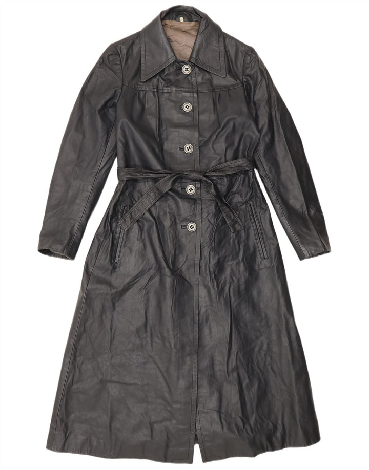 Abrigo de cuero vintage para mujer IT 42 Medium Black