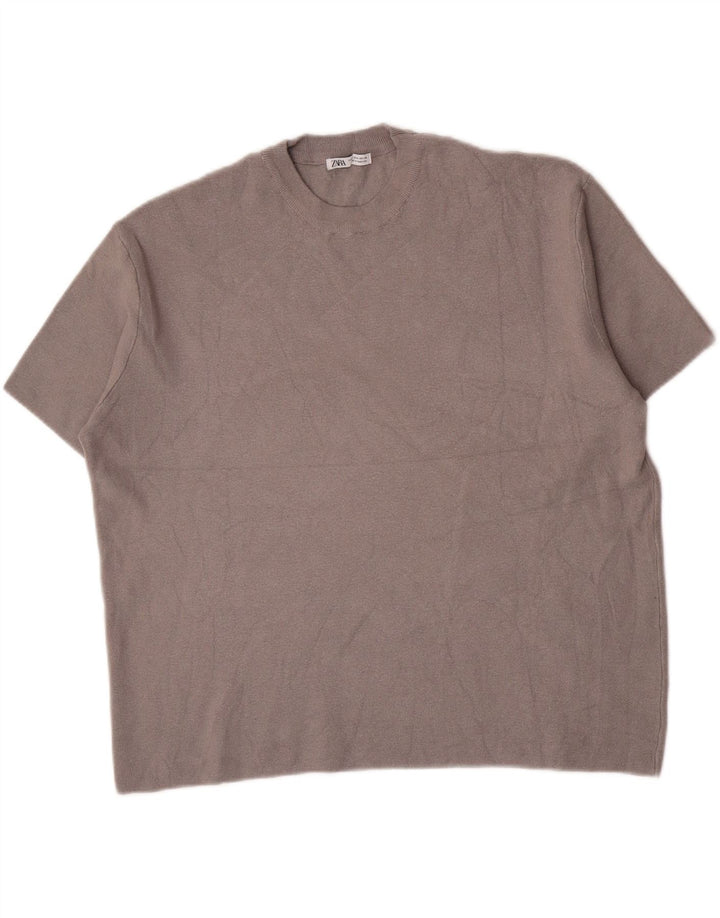 Zara Mens T-Shirt Top Medium Grey