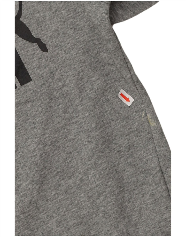 PUMA Boys Graphic Sweatshirt Jumper 7-8 Years Grey Cotton