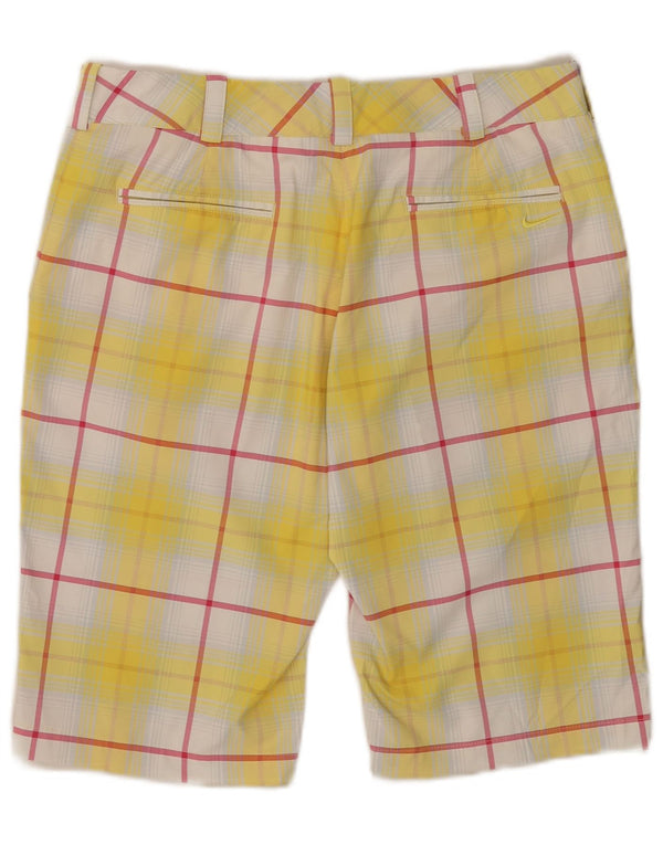 Nike Womens Dri Fit Golf Chino Shorts UK 12 Medium W32 Yellow Plaid