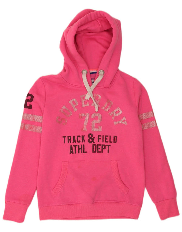 Felpa con cappuccio grafica da donna Superdry UK 10 Small Pink Poliestere Sports