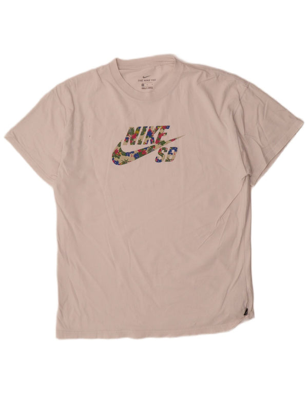 Nike Mens Graphic T-Shirt Top Medium White Cotton