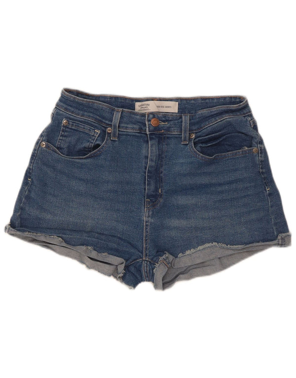 Pantaloncini di jeans a vita alta da donna Levi's US 12 Large W31 cotone blu