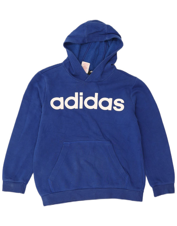 Adidas meninos gráfico moletom com capuz jumper 11-12 anos azul esportivo