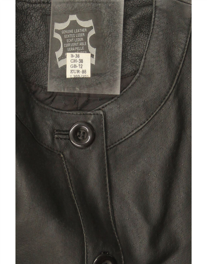 VINTAGE Womens Leather Bolero Jacket UK 12 Medium Black Leather Vintage Vintage and Second-Hand Vintage from Messina Hembry 