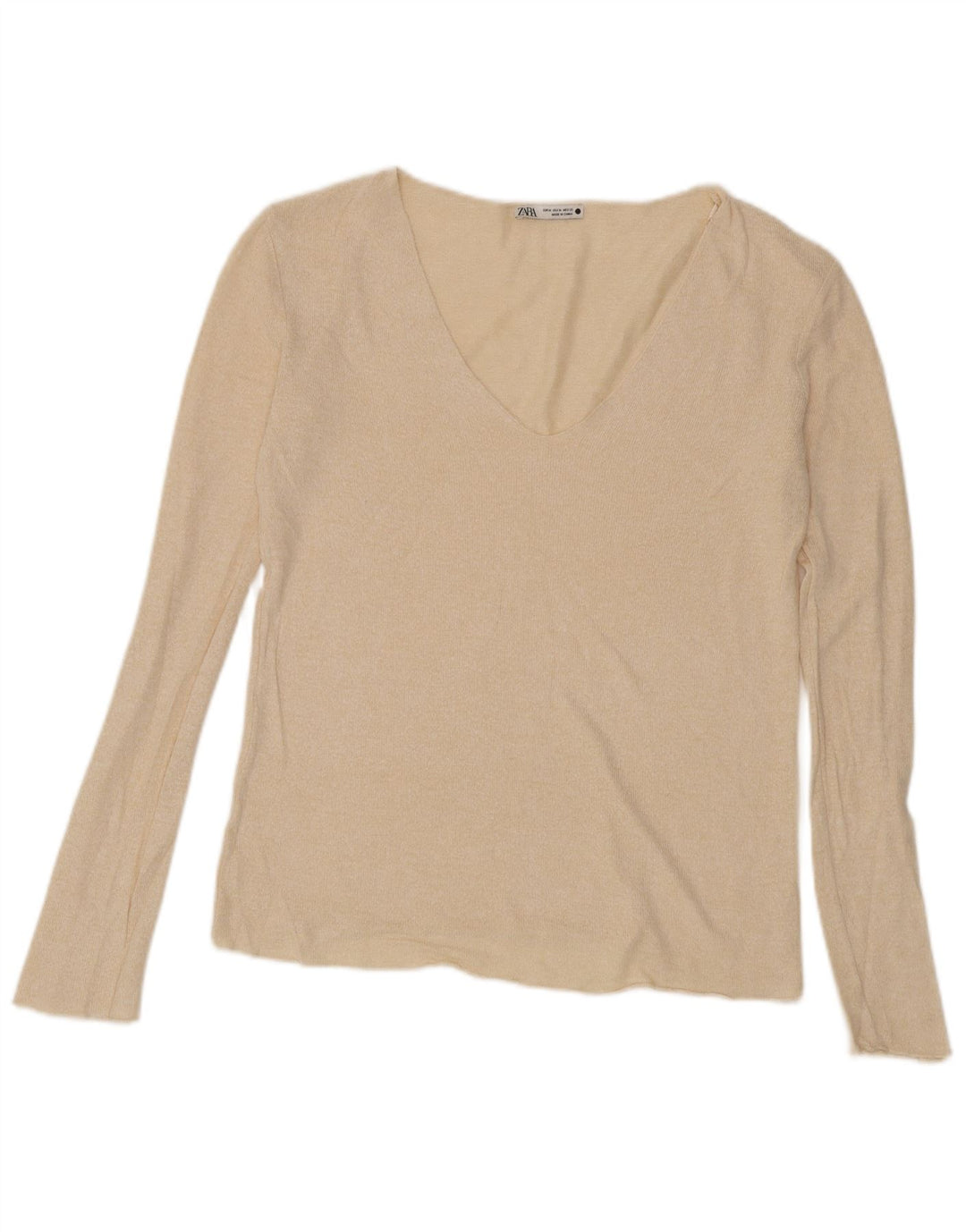 Zara Womens Top Long Sleeve UK 14 Medium Beige