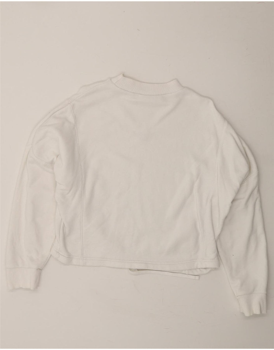 REEBOK Womens Oversized Crop Sweatshirt Jumper UK 12/14  Medium White Vintage Reebok and Second-Hand Reebok from Messina Hembry 