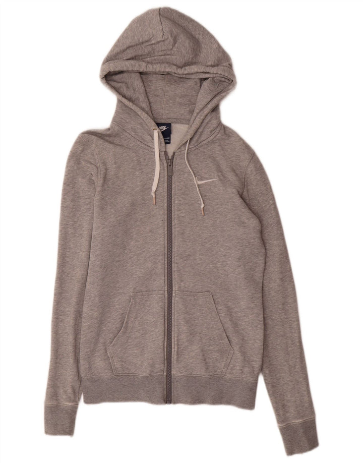 Suéter masculino NIKE com capuz e zíper pequeno cinza algodão