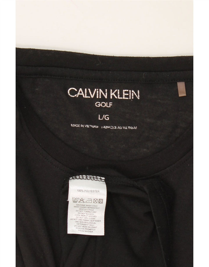 CALVIN KLEIN Mens Golf T-Shirt Top Large Black Polyester Vintage Calvin Klein and Second-Hand Calvin Klein from Messina Hembry 
