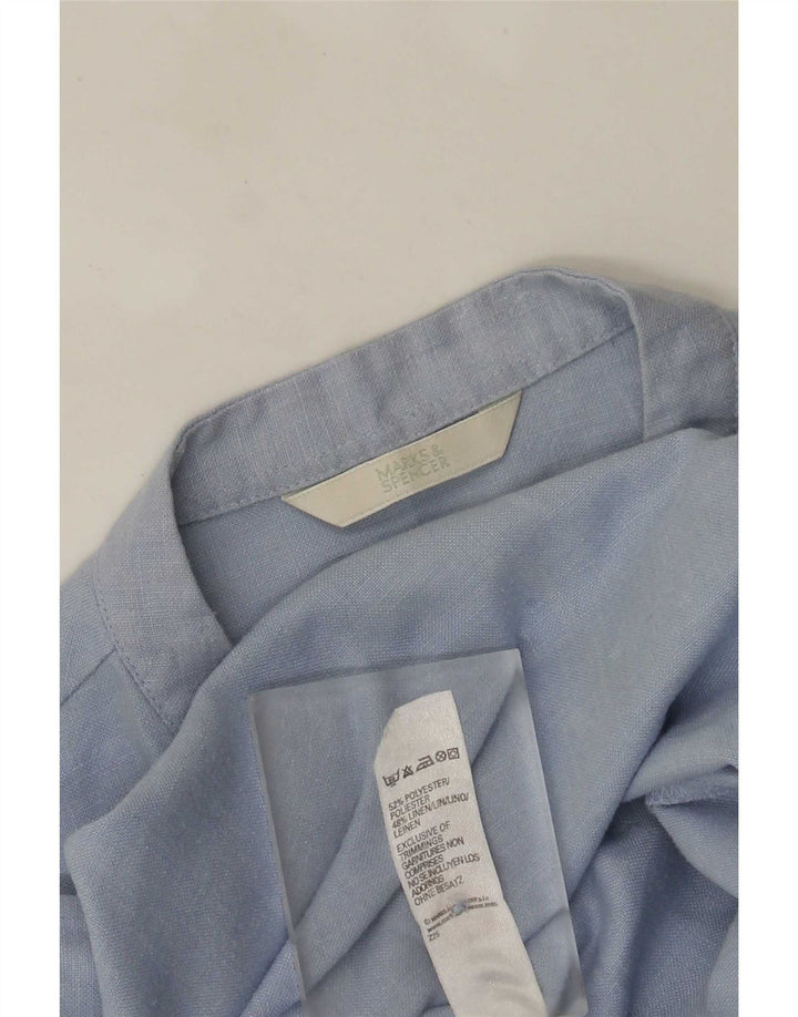 Marks & Spencer Womens 3/4 Sleeve Shirt Blouse UK 12 Medium Blue Polyester