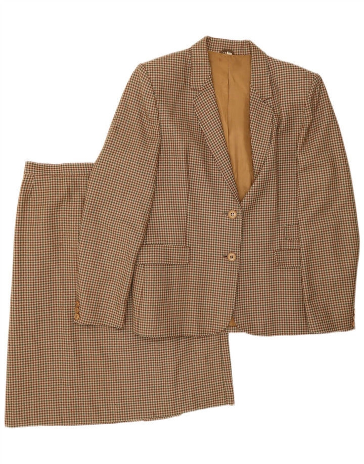 Vintage nederdelsæt til kvinder med 2 knapper IT 48 XL Brun Houndstooth