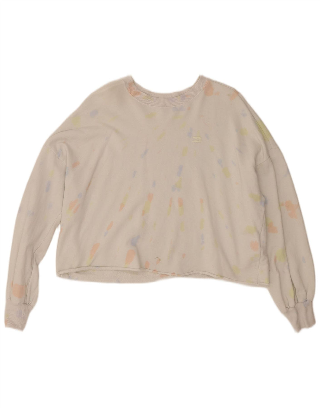 BILLABONG Womens Oversized Sweatshirt Jumper UK 14 Medium White Tie Dye