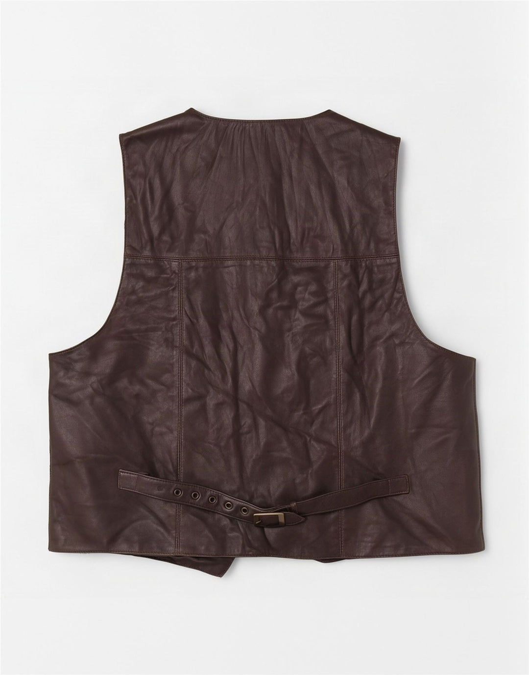 Chaleco de cuero vintage para hombre marrón medio