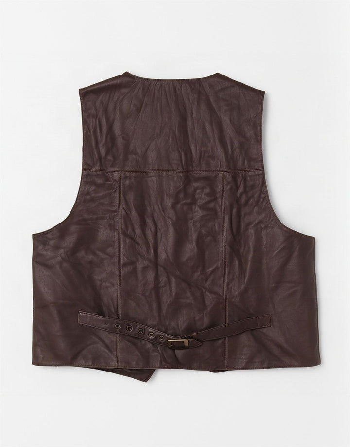 Chaleco de cuero vintage para hombre marrón medio