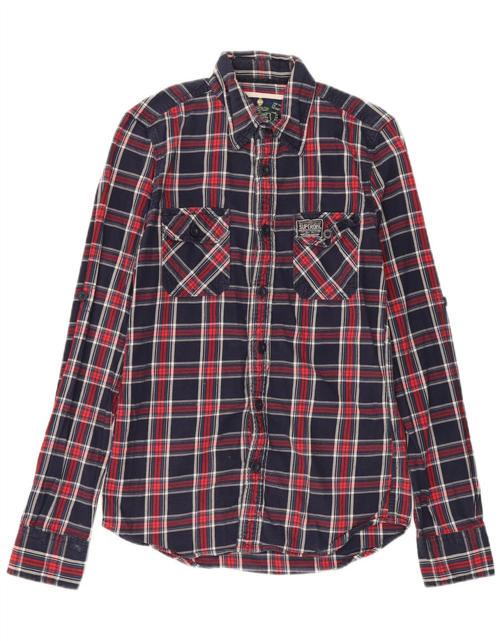 Superdry Flanelskjorte til mænd, lille marineblå ternet bomuld