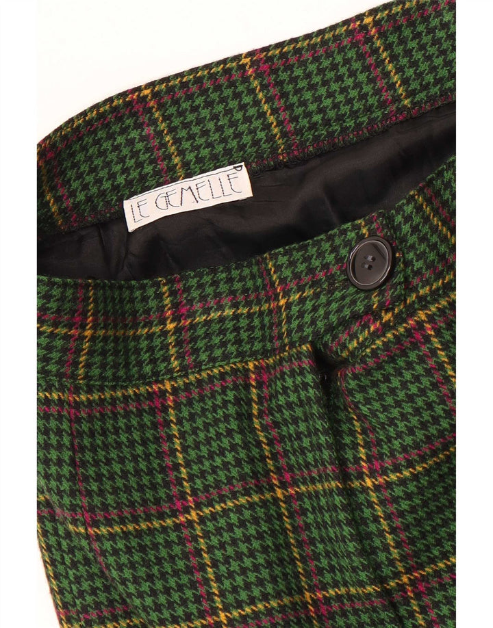 Vintage Womens Straight Skirt W28 Medium Green Houndstooth